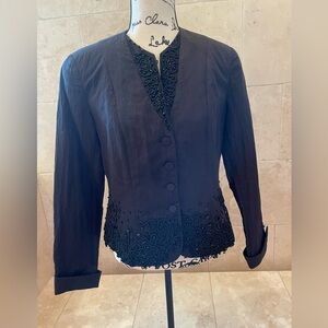 Elegant Black Embroidered Women's Jacket